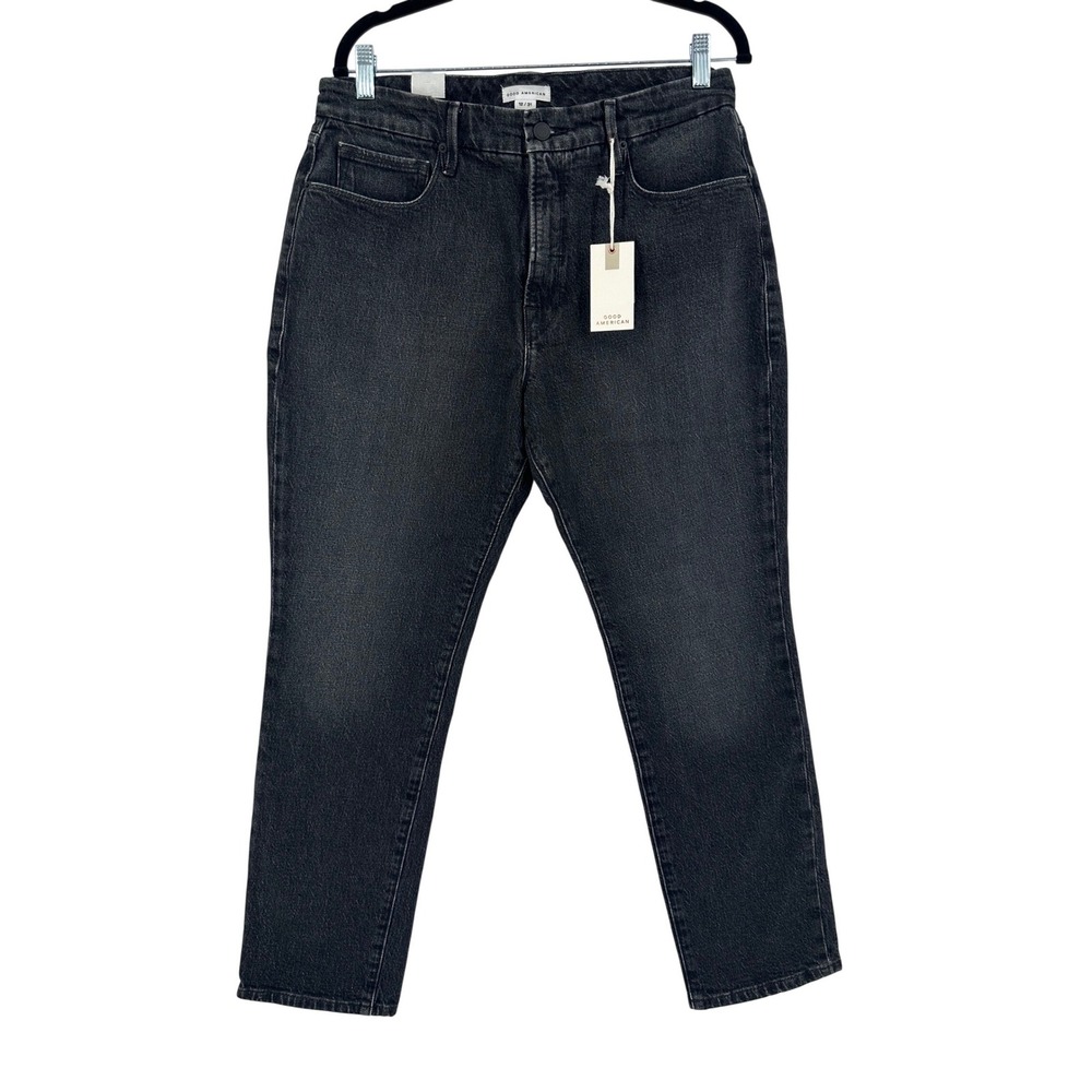 Good American Good Classic High Rise Skinnyish Jeans Black‎ 12/31 GCTP602BT